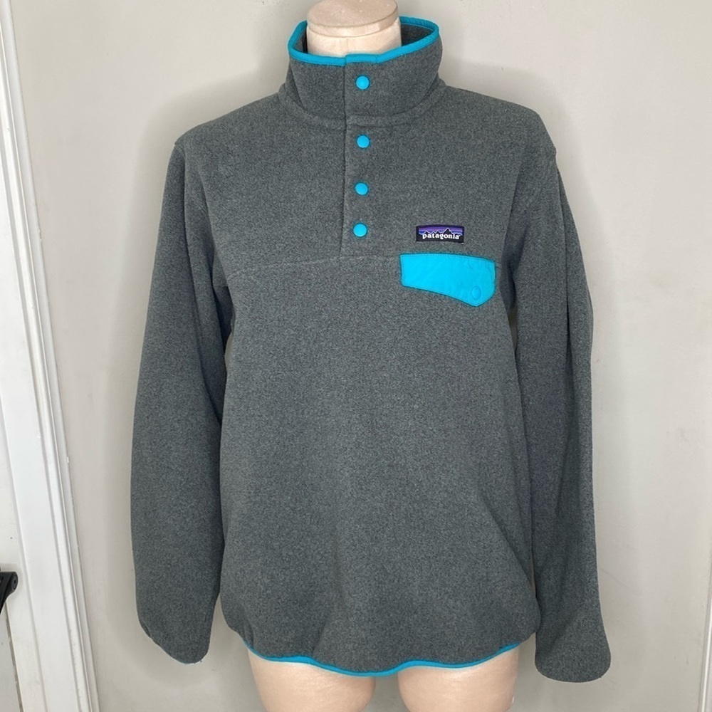 Patagonia Women's Synchilla® Snap-T® Fleece Pullover Nickel  Tubular Blue Size M